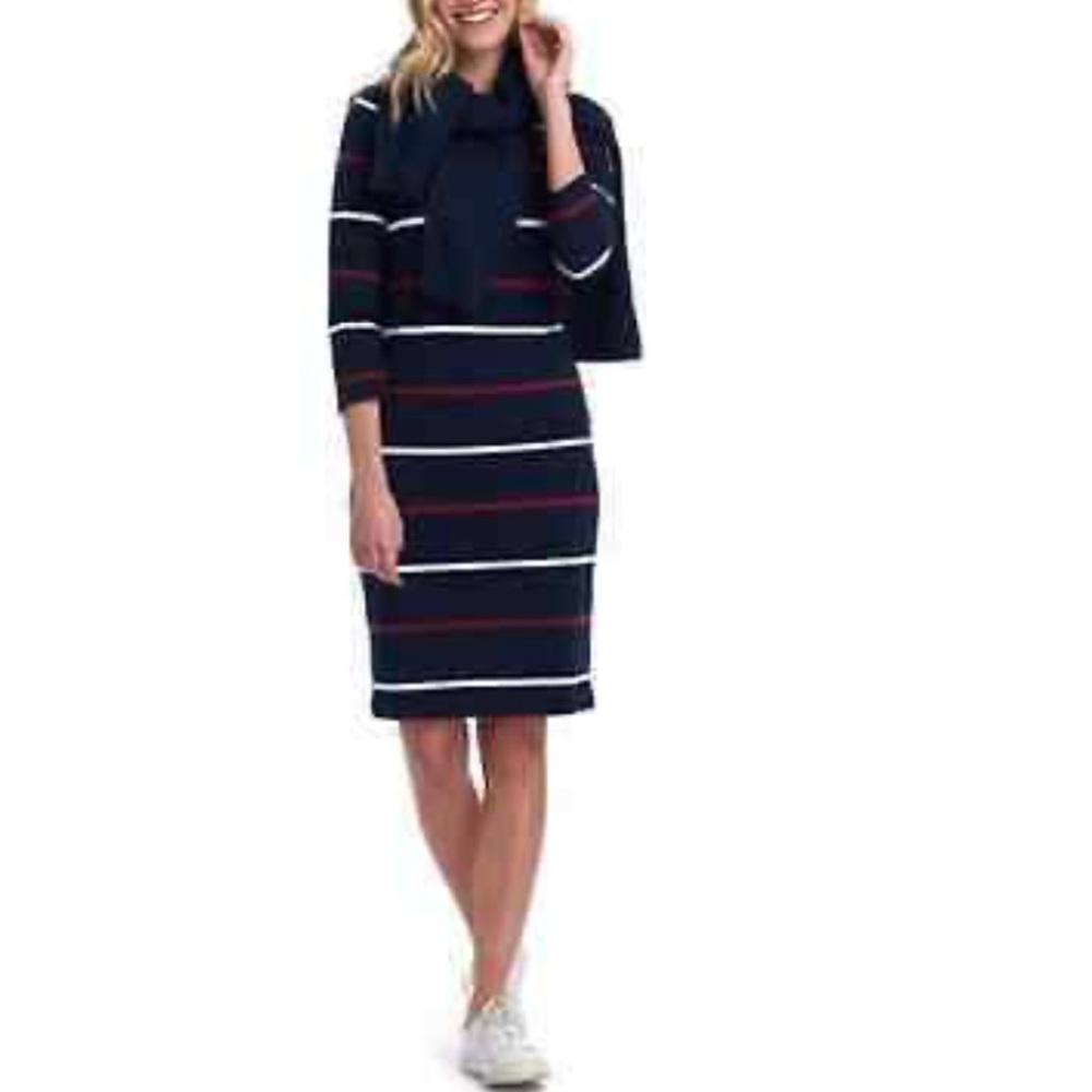 Barbour Oyster Striped Dress Blue Multi Size 6 Cotton - Picture 2 of 14